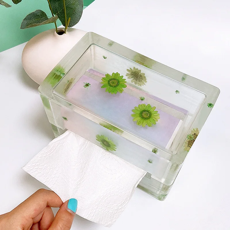 DIY Tissue Box Crystal Epoxy Resin Mold Pumping Tray Mold