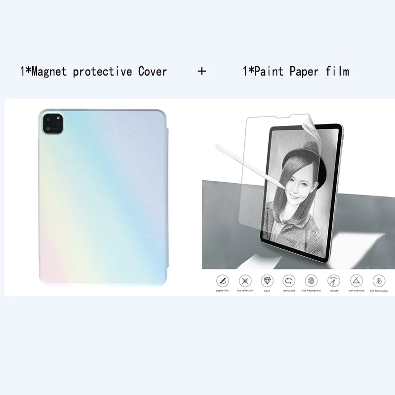 Custodia Per Tablet Per Ipad Pro 11 Cover 2021 Clip Posteriore Magnetica Tri-Fold Per Ipad Pro 12.9 Cover Piatta Con Pellicola Di Carta Per Ipad M1 Pr