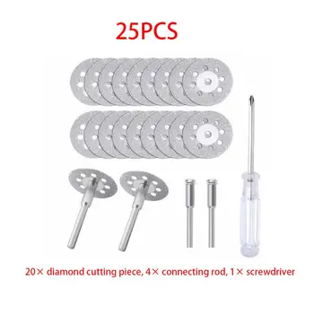 

25pcs/set 22mm Mini Diamond Saw Blade Cutting Discs Connecting Shank Screwdriver