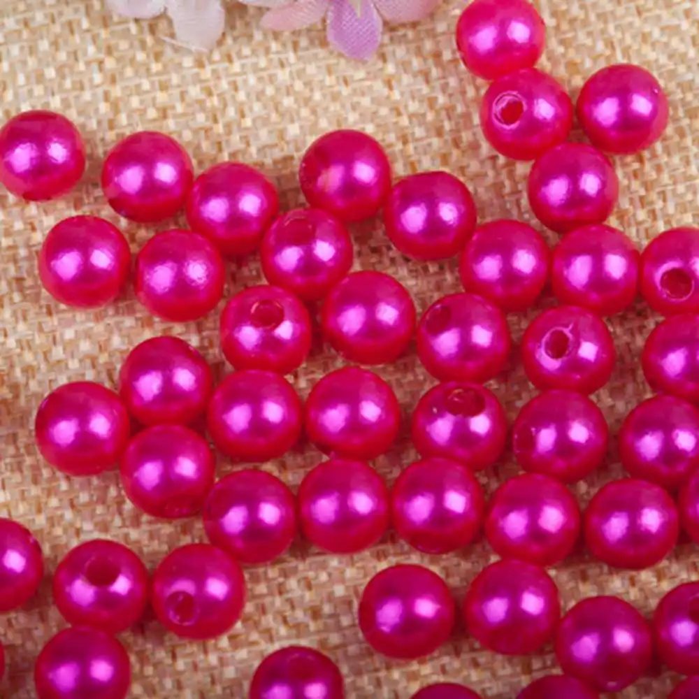 1000 шт множество вариантов смешанных 6 мм круглых имитационных радужных цветов пластиковых ABS жемчужных бусин для одежды сумки обуви - Цвет: Персиковый