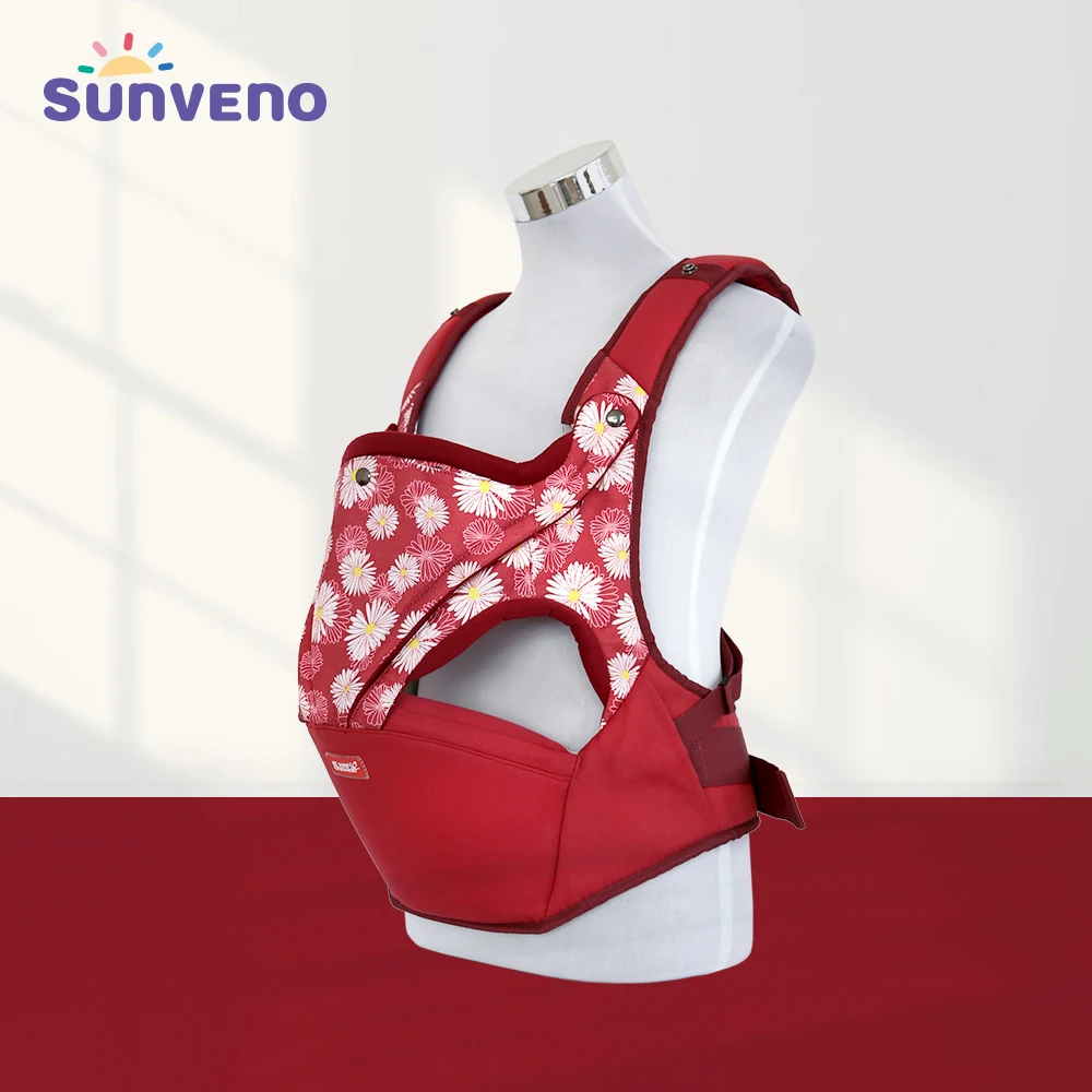 Flower Red Sunveno хлопок кенгуру фронтальная эргономичный ремень на пояс для Обёрточная бумага младенческий Хипсит на лямках для новорожденных безопасности; кенгуру для младенцев - Цвет: Flower Red