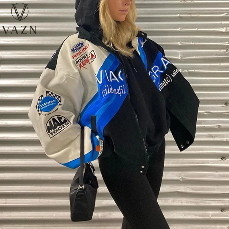 VAZN-abrigo cortavientos de manga larga para mujer, abrigo informal a la moda, deportivo, estampado de letras, para verano, 2021