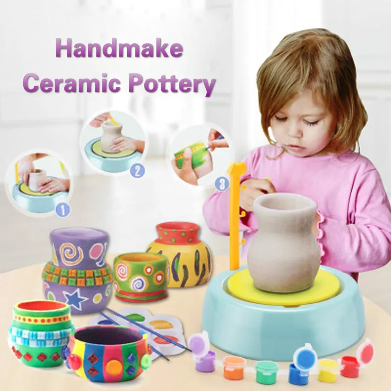 DIY Handmake Ceramic Pottery Machine Kids Craft Toys For Boys Girls Pottery Wheels Arts And Crafts Child Toy Best Christmas Gift