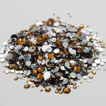 

High quality brown mixed size non-heat fixed stone flat back resin crystal rhinestone DIY nail art design decorative accessories