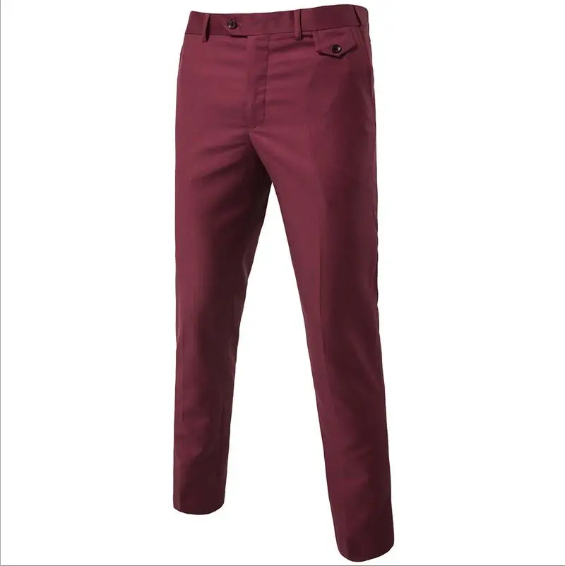 Wine Red Облегающие летние деловые мужские брюки для официального костюма Свадебные брюки жениха размера плюс разноцветные брюки высокого качества - Цвет: Wine Red