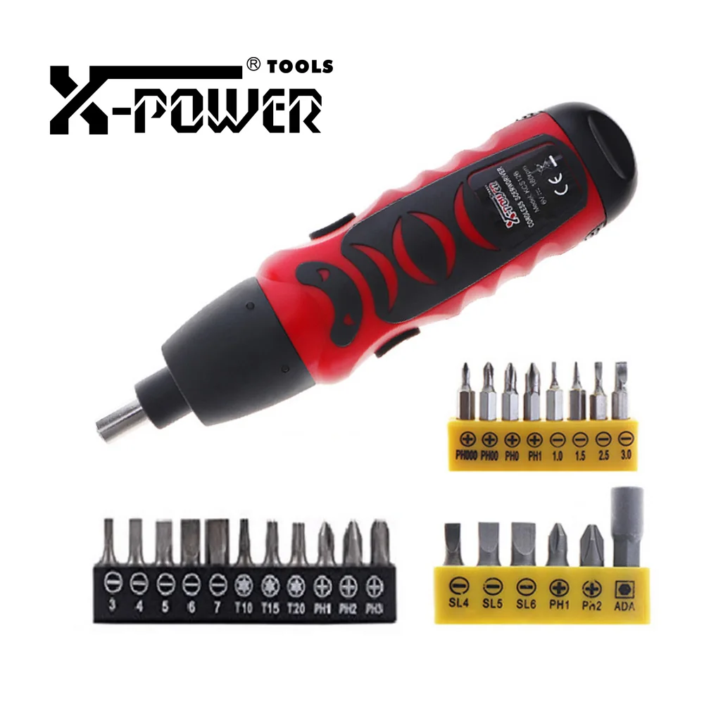 

X-power 6V Mini Electric Screwdriver AA Battery Cordless Screw Driver Power Tool Set For Home DIY Assemble Installation Repair
