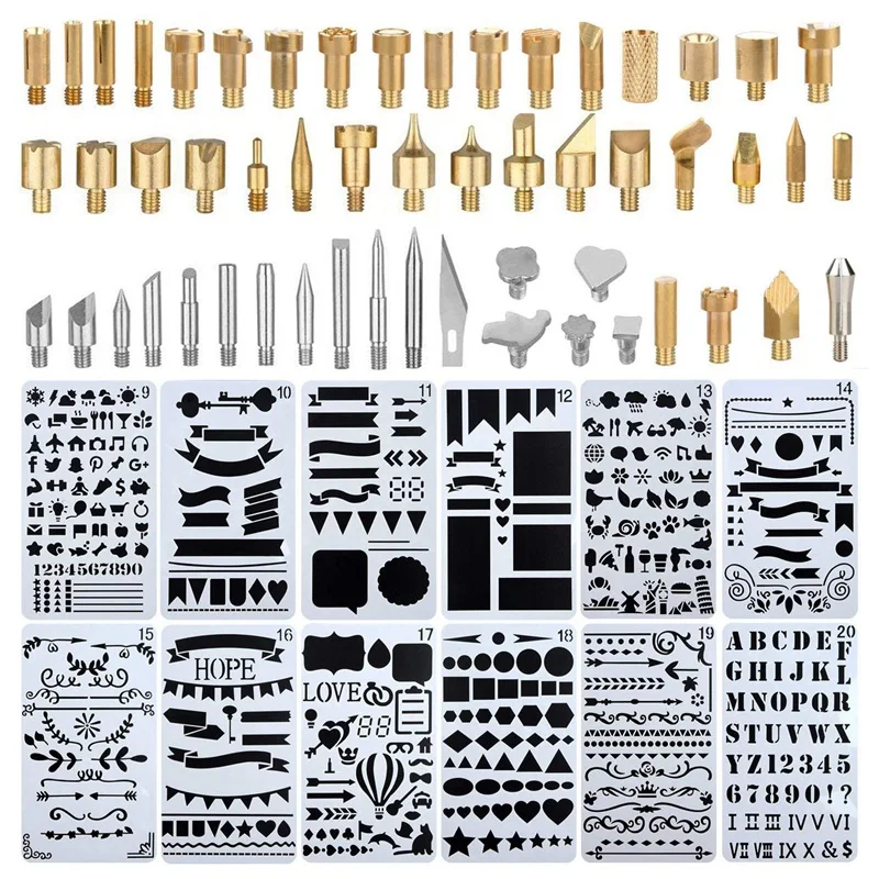 

Wood Burning Accessories 65 Pcs Wood Burning Pen Tips,Carving Iron Tip,Stencil Soldering Iron Pyrography Working Carving Engravi