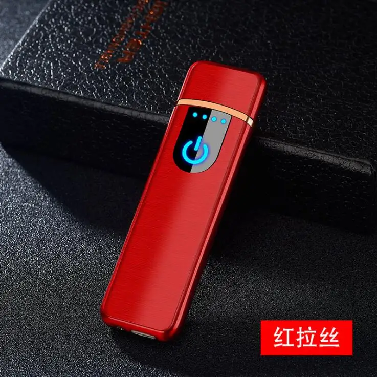Можно положить чехол для сигарет usb зарядка для сигарет; защита от ветра прикуриватель для курения металлический подарок на заказ перезаряжаемый - Цвет: Red