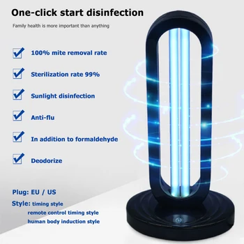 

Quartz Germicidal Lamp Ozone Sterilizer Light Kill 38W UV Disinfection UVC Mite for Household Rooms Protection Supplies