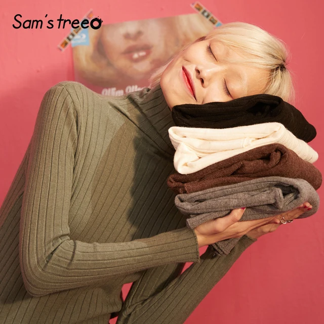 US $17.62 SAM'S TREE Multicolor Striped Casual Knit Pullovers Sweater Women 2019 Winter Minimalist Style Skin