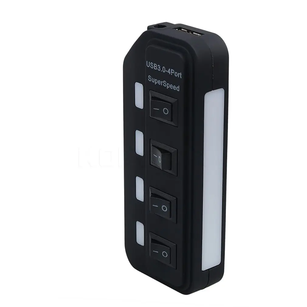 Премиум 4 Порты и разъёмы usb-хаб супер Скорость USB 3,0 концентратор светодиодный индивидуальные вкл/выкл кнопка USB кабель для передачи данных с Мощность адаптер