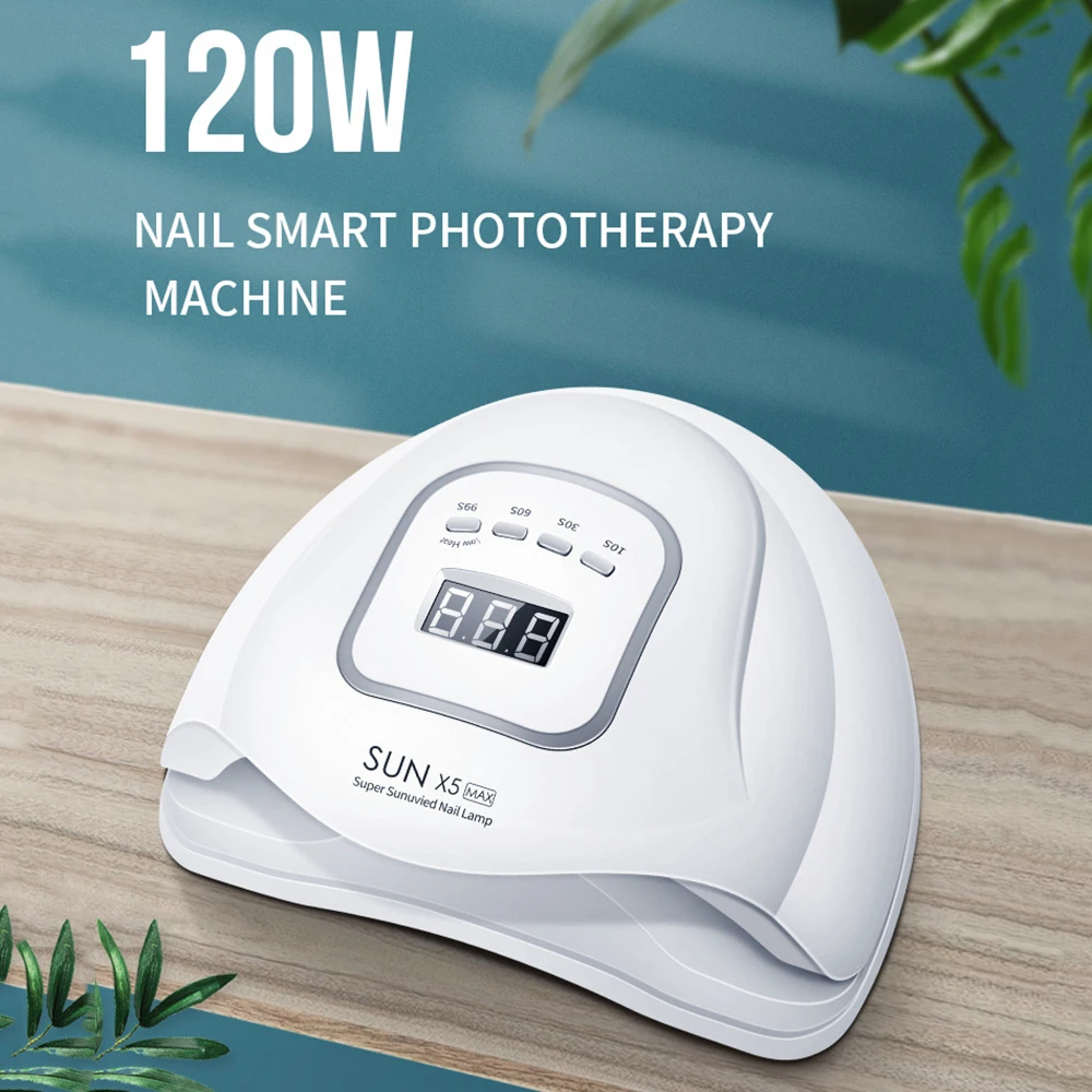 

SUNX5 MAX 120W UV LED Nail Lamp with 45 Leds For All Gels Polish Nail Dryer Sun Light Lamp Manicure Smart LCD Display with Box