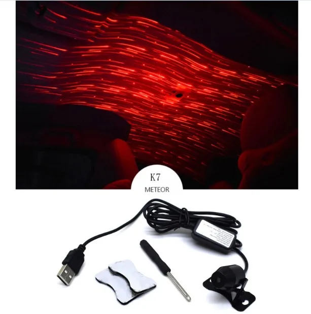 Декоративная проекционная атмосферная лампа Starlight лампа для салона автомобиля светодиодная USB Автомобильная крыша галактика звезда проекция Романтический ночной свет - Испускаемый цвет: Красный