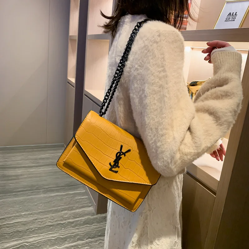 

2019 New Ladies Shoulder Bags High Quality PU Women's Bag Fashion Design Diamond Bag Chain Bag Crocodile Pattern Women's Bag