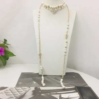 

Brand Pearls Jewelry For Women C Pearls Neckalce Sweater Chain Long Belt Party Pearls Belt Chain Bag Chain Pearls Necklace Belt