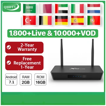 

QHDTV 1 Year iptv Android 7.1 S905W TV Box X96 Link 4K IPTV Media Player Support 1800+ Live TV Arabic Morocco Spain IPTV M3U