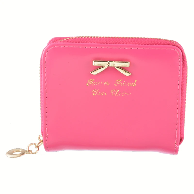 

2019 New Women's Fashion Bowknot Mini Wallets Coin Purses Ladies Zipper Small Wallets Pouch Handbags