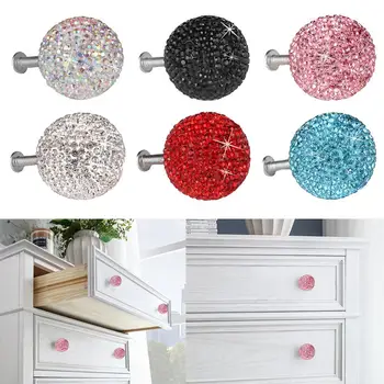Stylish Ball Design Rhinestones Knobs Home Cupboard Drawer Pull Kitchen Cabinet Door Wardrobe Handles Furniture Pull Handle