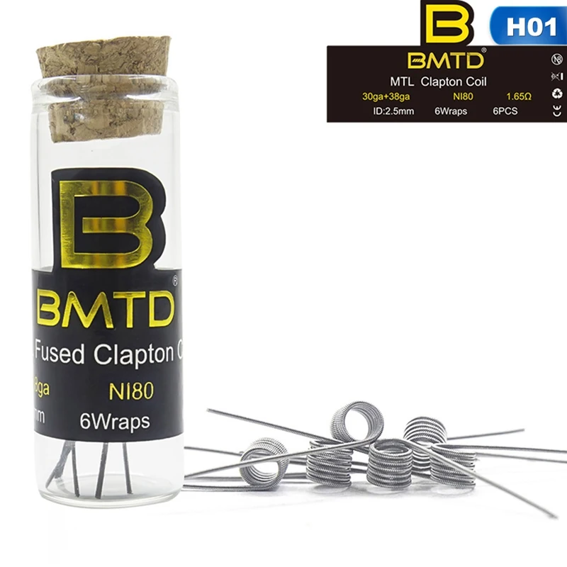 BMTD MTL Clapton Fused катушка Ni80 готовые катушки для DIY Vaper RDA RTA танк Атомайзеры Высокая