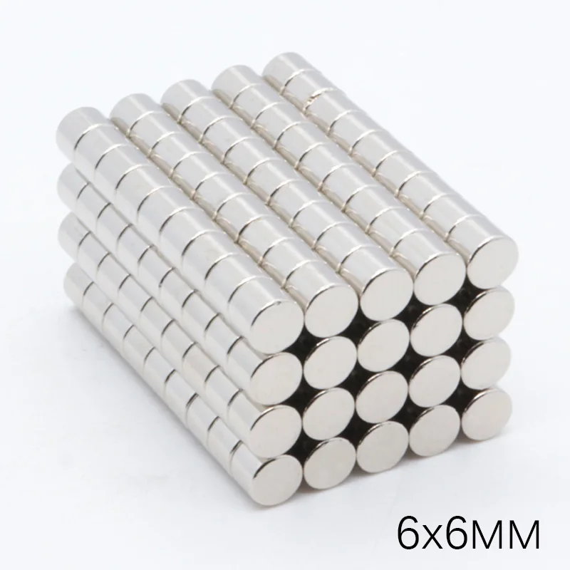 500 шт 6x6 мм супер сильный, мощный Маленький Круглый Редкоземельные неодимовые магниты 6x6 мм большой холодильник на заказ