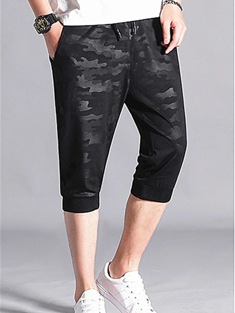 Мужские камуфляжные шорты до колена черные летние военные джоггеры спортивные