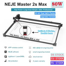 Neje mestre 2s max 80w profissional cnc máquina de corte a laser máquina de gravura lightburn lasergrbl bluetooth app controle roteador