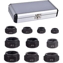 Extracteur d'écrou endommagé avec étui de rangement, 10 pièces 
