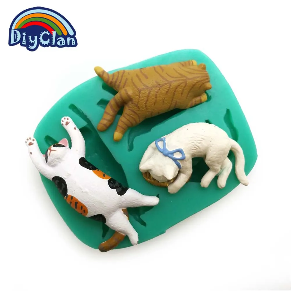 3 Cats Style Silicone Mold For Cake Decorating Animal Fondant Cupcake Mold Chocolate Polymer Clay Mould Resin Tools F0681XM silicone mold