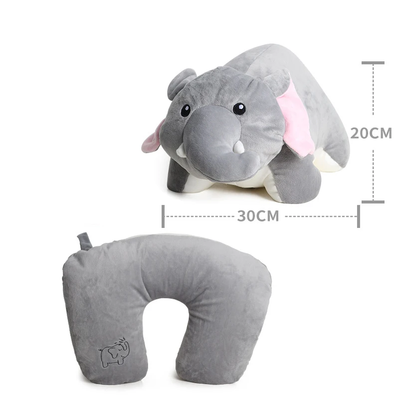 elephant Трансформируемые u-образные подушки, Мультяшные динозавры, пингвин, подушка, поддержка шеи, подголовник, офисный ворс, два в одном, подушки для путешествий - Цвет: elephant