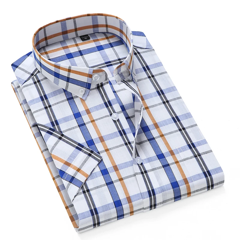 Summer Men Shirt Short Sleeve Plaid Striped Shirts 100% Cotton Slim Fit Fashion Causal Work Formal Shirts Brand Clothing DS402 Summer Men Shirt Short Sleeve Plaid Striped Shirts 100% Cotton Slim Fit Fashion Causal Work Formal Shirts Brand Clothing DS402