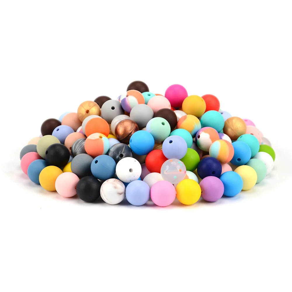 LOFCA 실리콘 구슬 12mm 50 개/몫 젖니가 남 목걸이 라운드 실리콘 구슬 Teether 장난감 실리콘 BPA 무료 간호