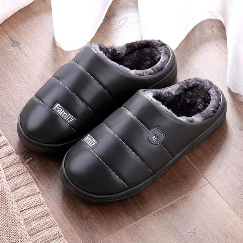 

Waterproof Home Slippers Winter House Slippers Soft Fluffy Slippers Comfortable Furry Slippers For Men Couple Indoor Slippers
