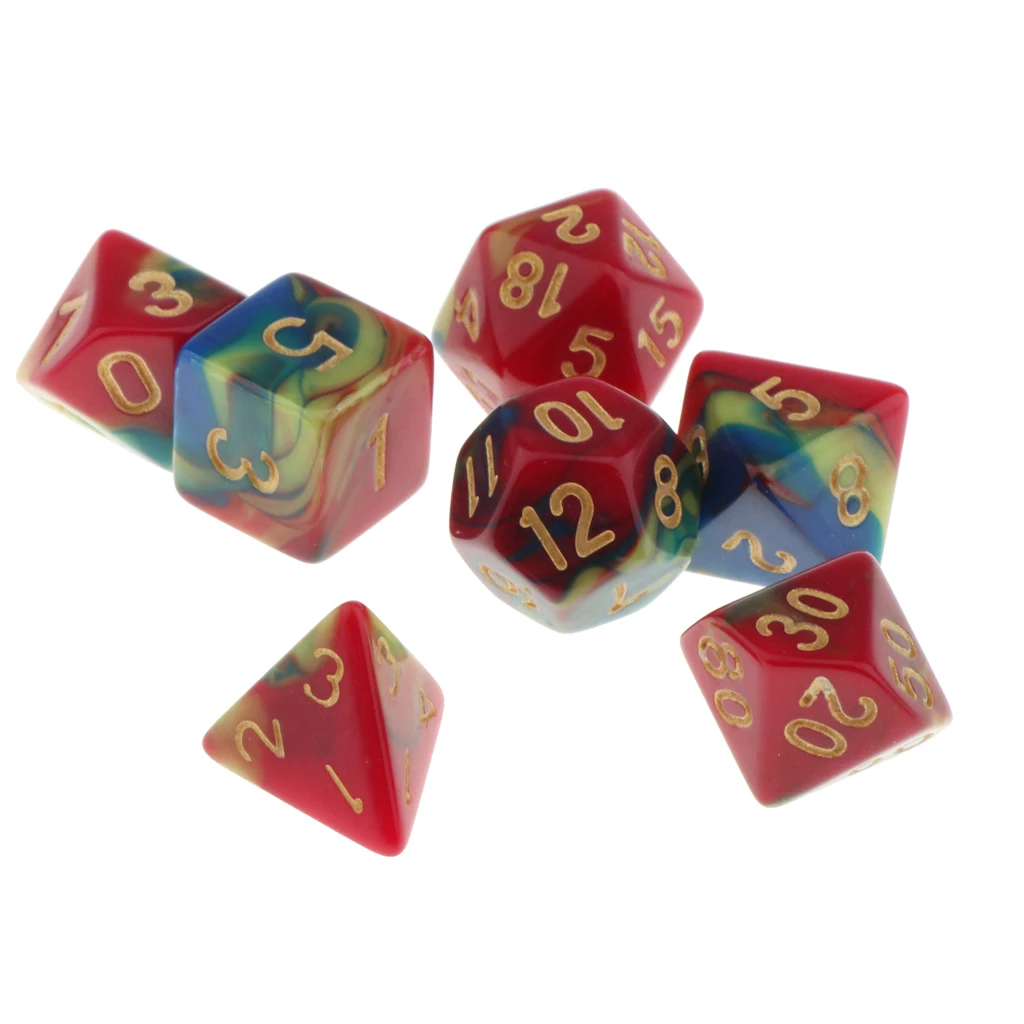 Pack of 7 Polyhedral Dices Table Board Games Party KTV for Dungeon and Dragons Polyhedral Dice Games DND Dice Set Kids Math Toys