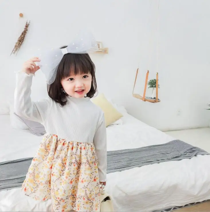 Новое Стильное платье в стиле пэчворк для девочек, модные весенние хлопковые платья для девочек 1-6 лет, HJ280