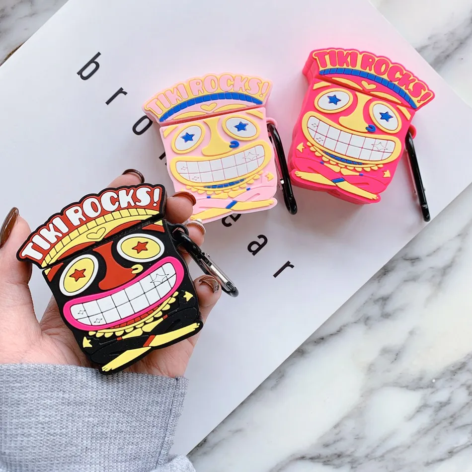 Earphone Case For Airpods Case Cute Clown Cartoon Pink Panther Cover For Apple Air pods 2 Accessories For Earpods Ring Strap
