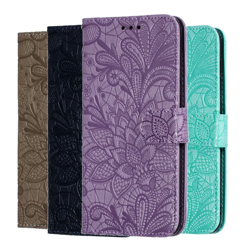 3D Lace Flower Flip Cover Case For Samsung Galaxy S9 S10 Plus S10e A10 A20 A20E A30 A40 A50 A60 A70 J4 J6 A6 A8 A7 A9 2018 | Мобильные