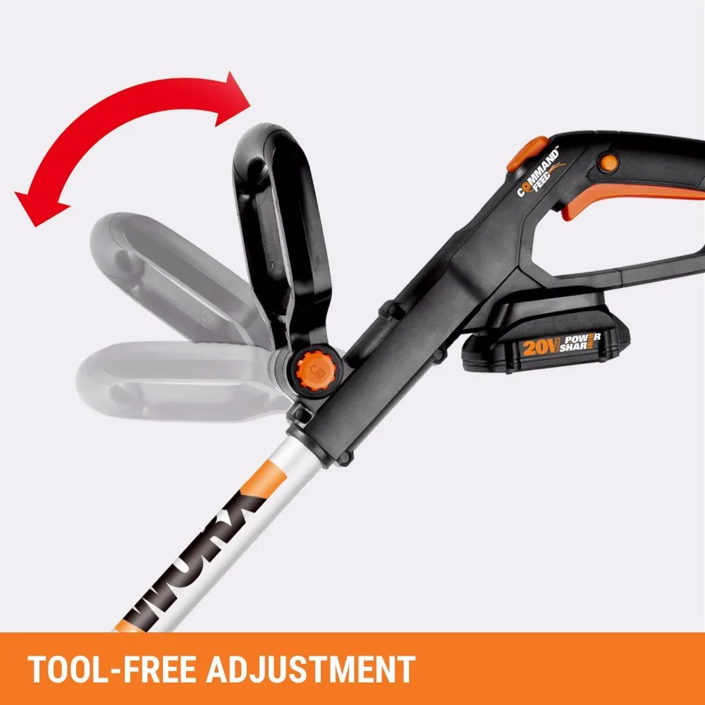 WORX WG163E. 2 20V Беспроводной литий-ионный триммер для травы с платформой для аккумулятора Powershare