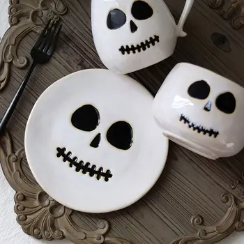 

Halloween Plate Vintage Skull Salad Bowl Decorations Anime Tableware Gifts Novelty Household Home Decor Dropshipping