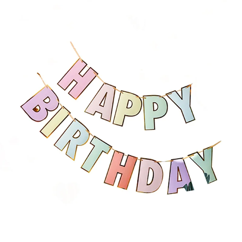 Party Decorations Birthday Banner Birthday Streamers Happy Birthday Banner Candy Bar Garland Decor Bronzing Macaron Happy Birthday Bunting First Party Supplies Baby Shower