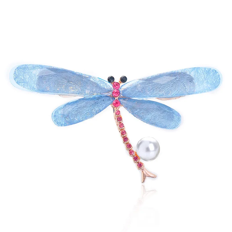 Милые булавки животные Стрекоза Броши для женщин подарок детей Красный Кристалл