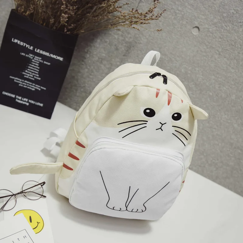Милые животные Кошка Холст Мода ранец игрушки печать кот Сумка рюкзак подарок для девочки