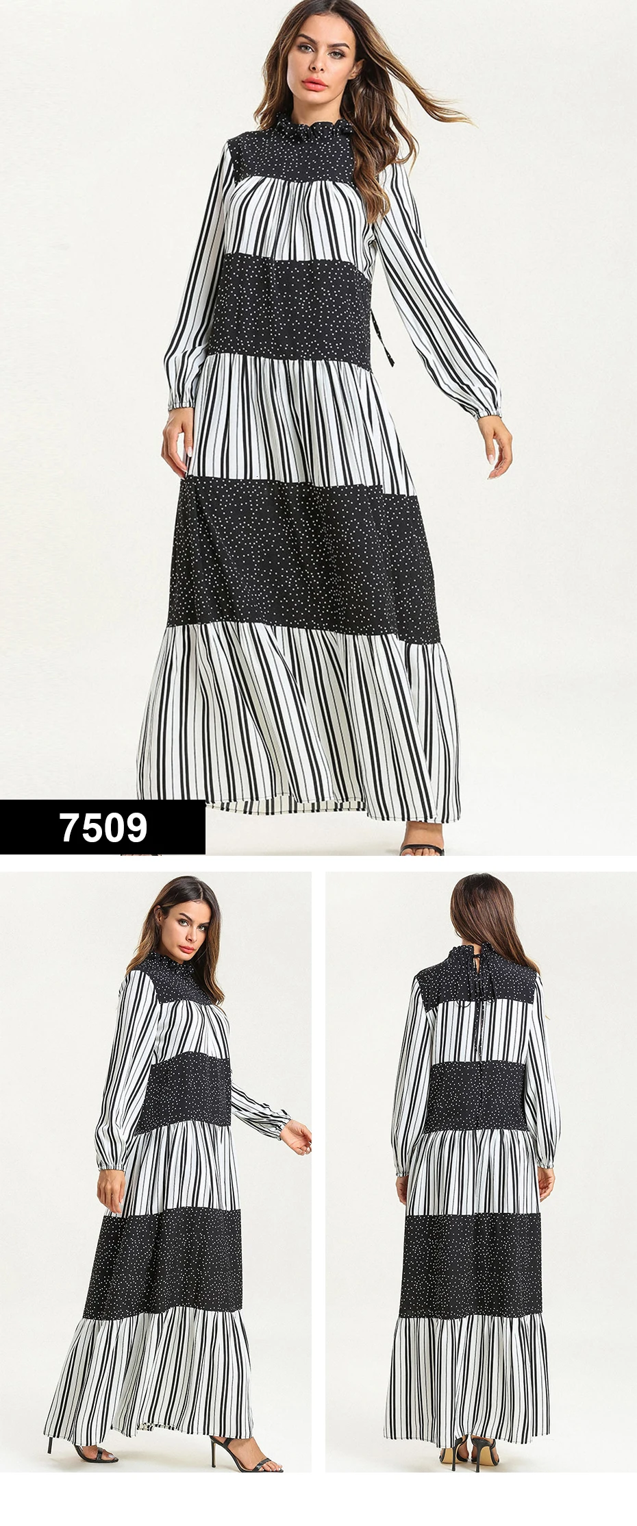 Прямая поставка, женское платье, платья макси, длинное, винтажное, Vestidos Verano Robe Femme, мусульманское, бохо, с вышивкой, свободное, с круглым вырезом, дешевая распродажа - Цвет: 7509