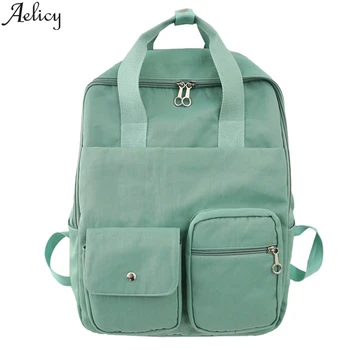 

Aelicy Fashion Ladies Solid Color Shoulder Bag Nylon Backpack Student Bag Ladies Student Travel Backpack School Bag 2020
