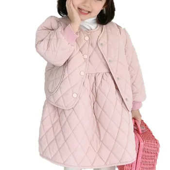 

Kids Girls Set Autumn Winter plus cotton vest dress +coat warm Clothing Fashion Casual two piece sets