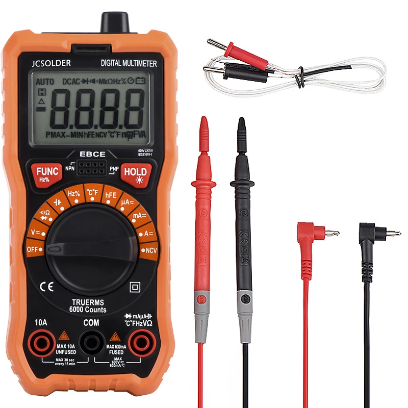 Wmore soldering iron Digital Multimeter 6000 counts Auto Ranging AC/DC voltage meter Flash light Back light Large Screen