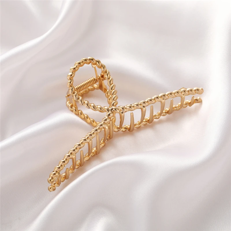 hair clips for long hair 2021 New Women Elegant Gold Hollow Geometric Metal Hair Claw Vintage Hair Clips Headband Hairpin Hair Crab Hair Accessories elastic headbands for women