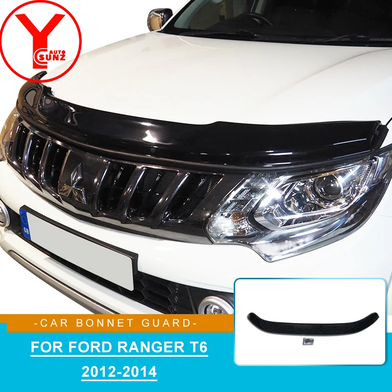 Tuning Car Bonnet Guard Scoop Hood Per Ford Ranger T6 2012 2013 2014 Car Styling Bug Guard Modanatura Copertura Guard Shield Ycsunz