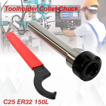 

Multi-function C25 ER32 150L Collet Chuck Straight Shank + Extension Rod Wrench Set CNC Cutter Repair Key Hand Tool