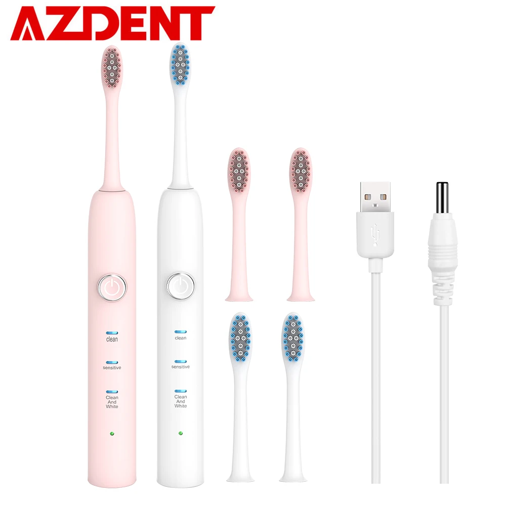 

2019 Smart Sonic Electric Toothbrush Rechargeable USB + 3 Replacement Heads Automatic Ultrasonic Teeth Tooth Brush Timer Fashion