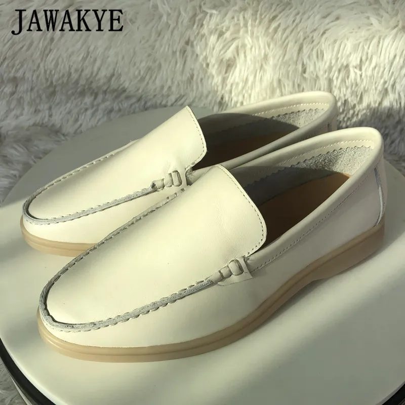 

JAWAKYE Men Real Leather Nude Suede Flat Casual Shoes Round Toe Slip On Penny Loafers Comfortable Open Walk Shoes Multicolor